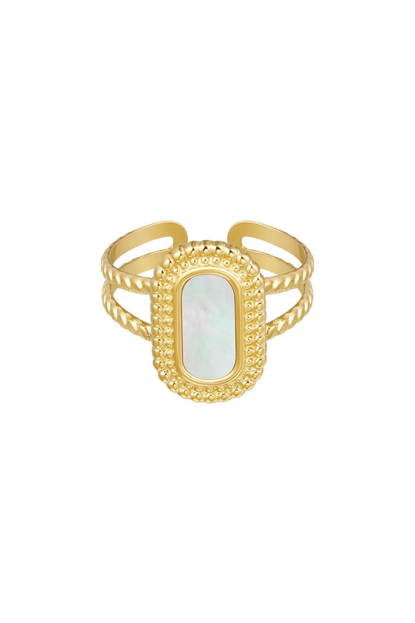 Ring with stone - gold Stainless Steel